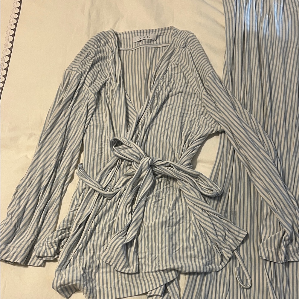 Lake Pajama Set - Striped Blue and White